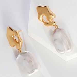 Goldene Kiesel-Barock-Ohrringe