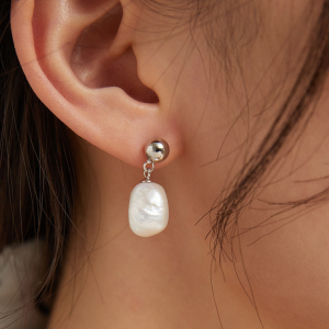 Silberne Barock-Tautropfen Ohrringe